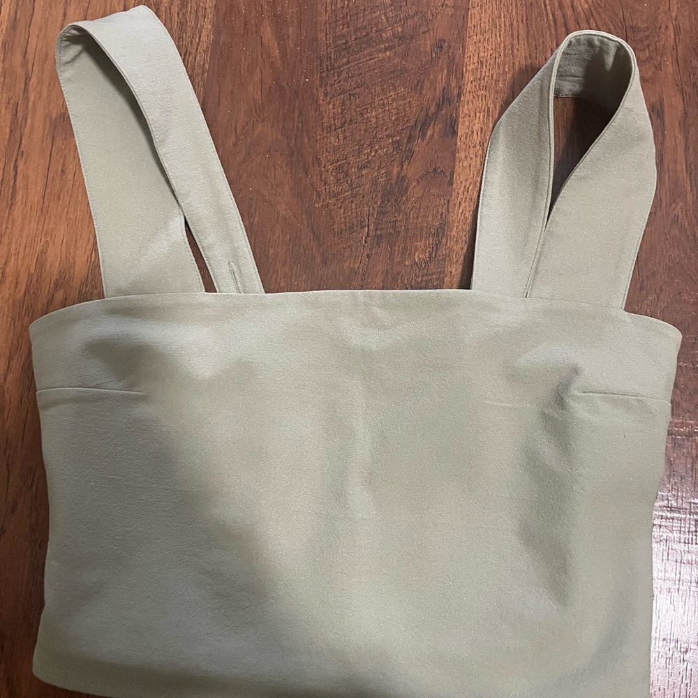 Sage green Square Neck Crop Top